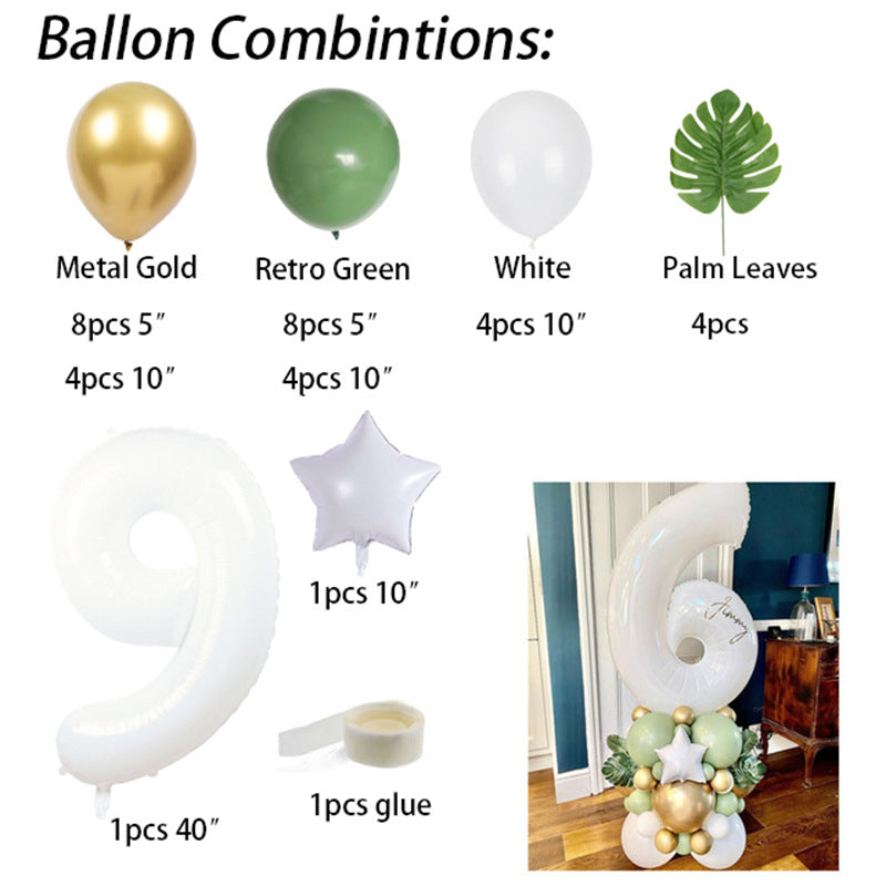 0726 number balloon set green