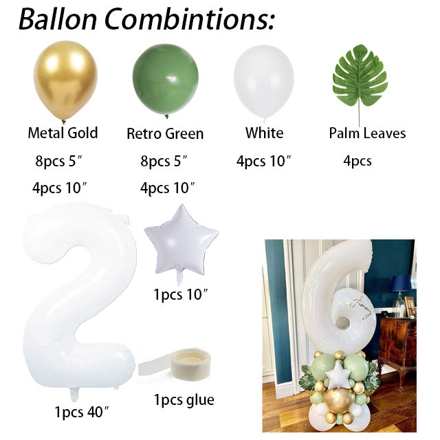 0726 number balloon set green