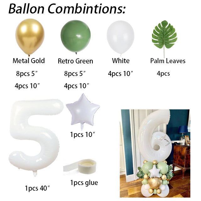 0726 number balloon set green