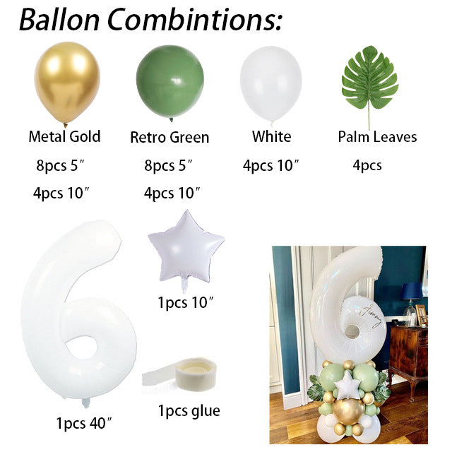 0726 number balloon set green