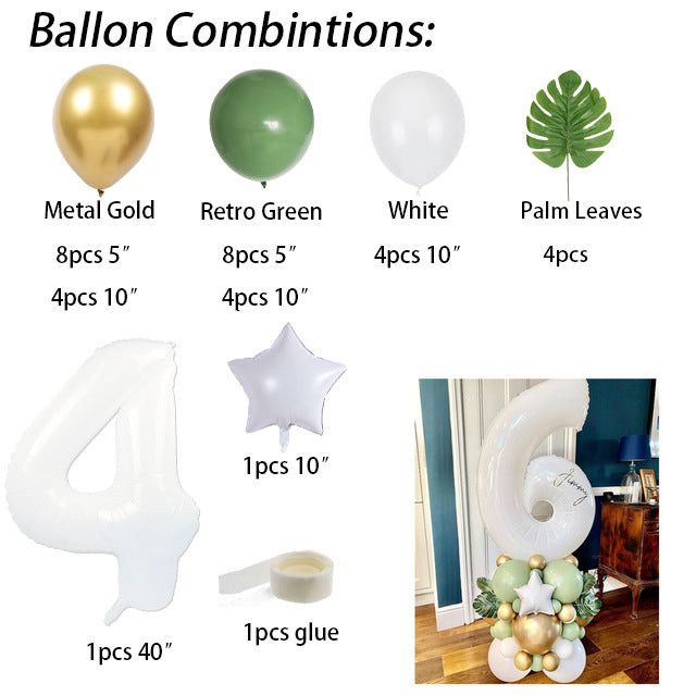 0726 number balloon set green