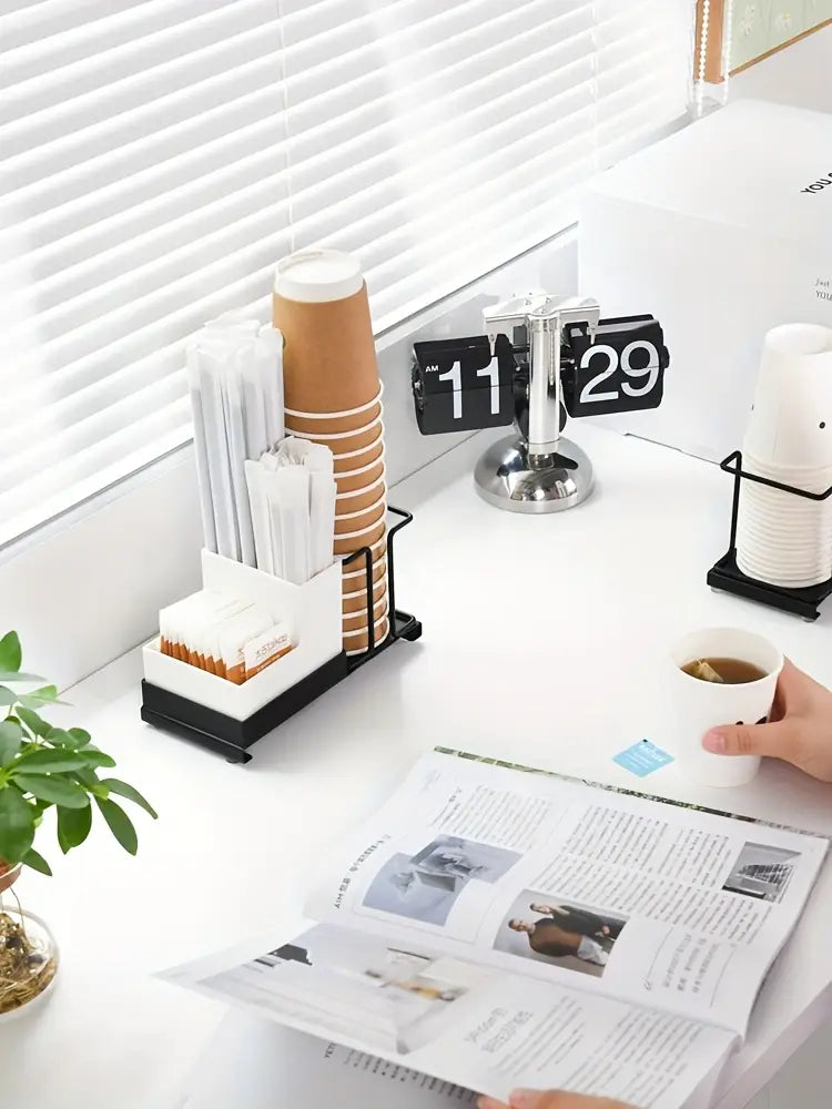 Desk Coffee Rack disposable cup holder iron art household paper cup holder multifunctional coffee tea bag paper cup storage rack