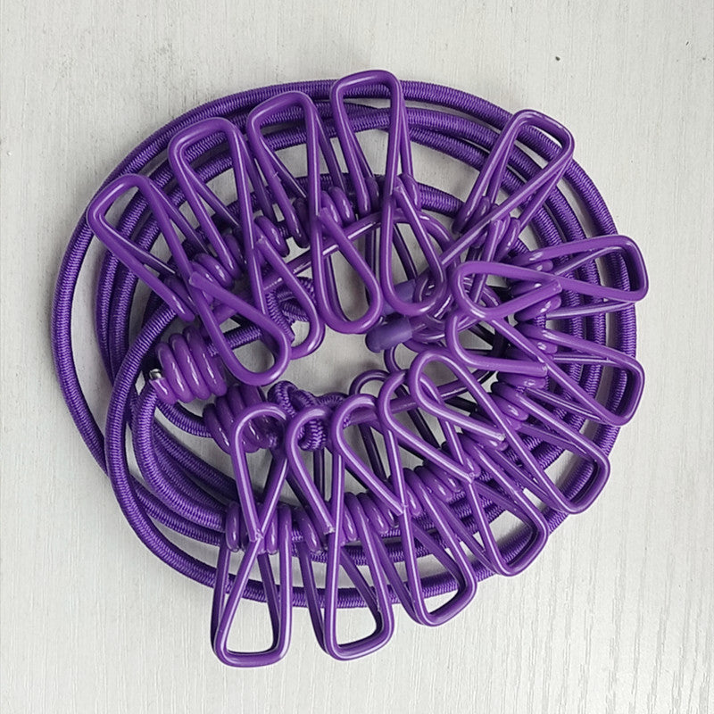 Drying Elastic Rope with clips, Travel Elastic Laundry Drying Clothesline