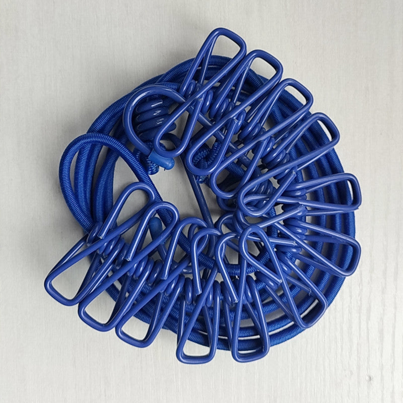 Drying Elastic Rope with clips, Travel Elastic Laundry Drying Clothesline