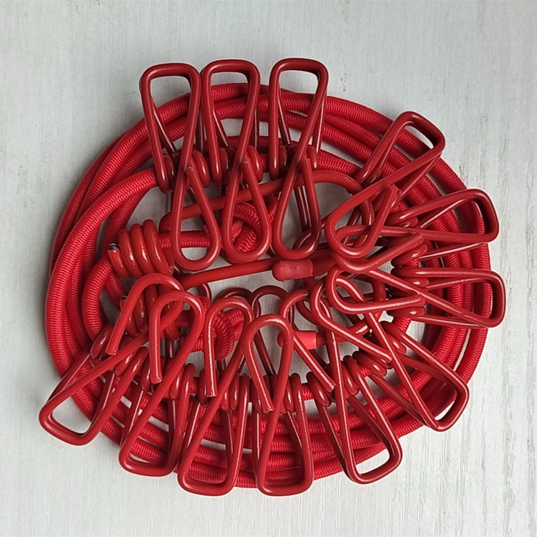 Drying Elastic Rope with clips, Travel Elastic Laundry Drying Clothesline