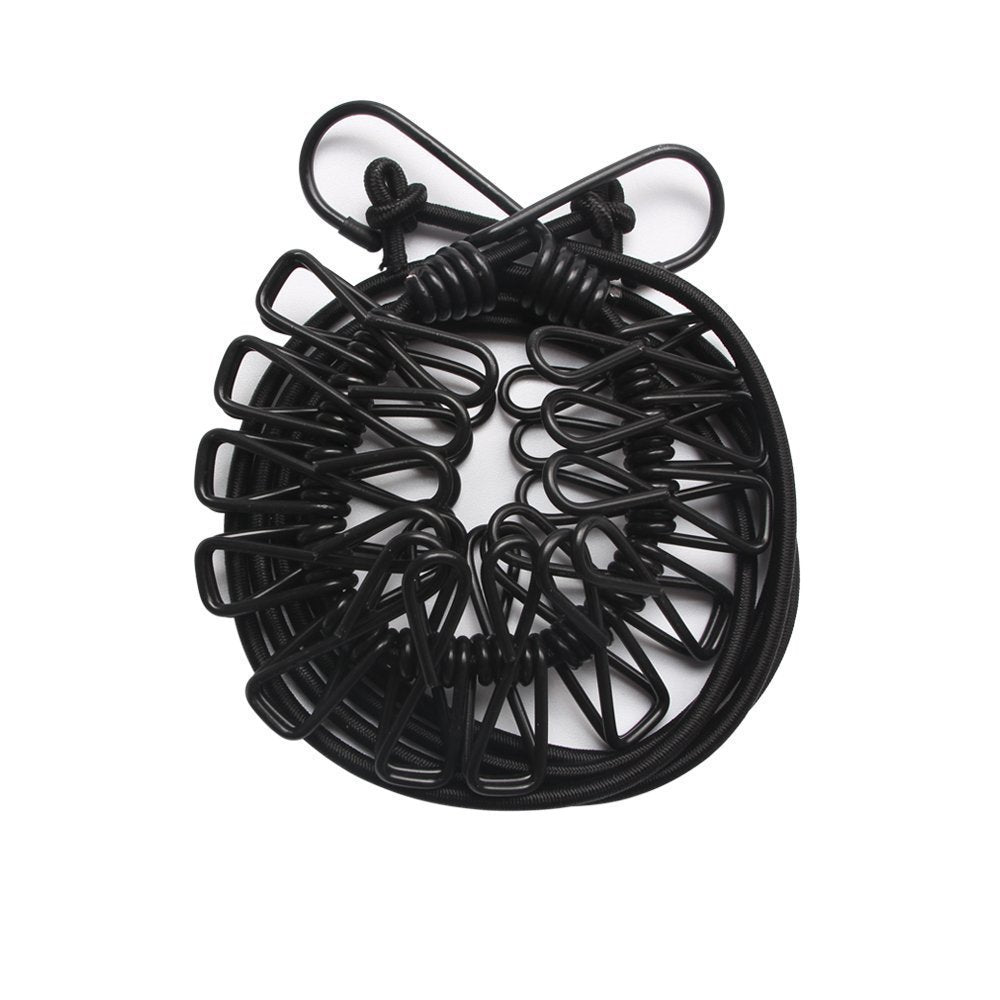 Drying Elastic Rope with clips, Travel Elastic Laundry Drying Clothesline