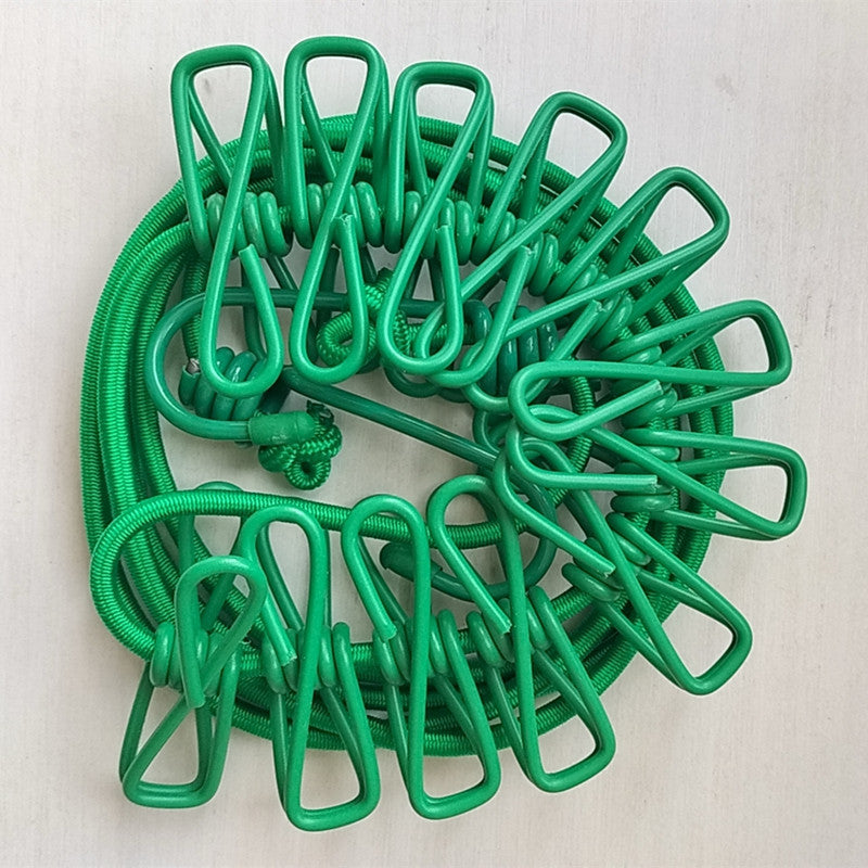 Drying Elastic Rope with clips, Travel Elastic Laundry Drying Clothesline