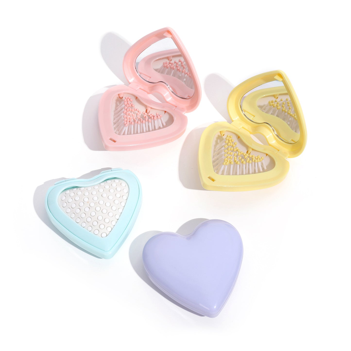 1120c Heart Shape Folding Portable Mirror Comb