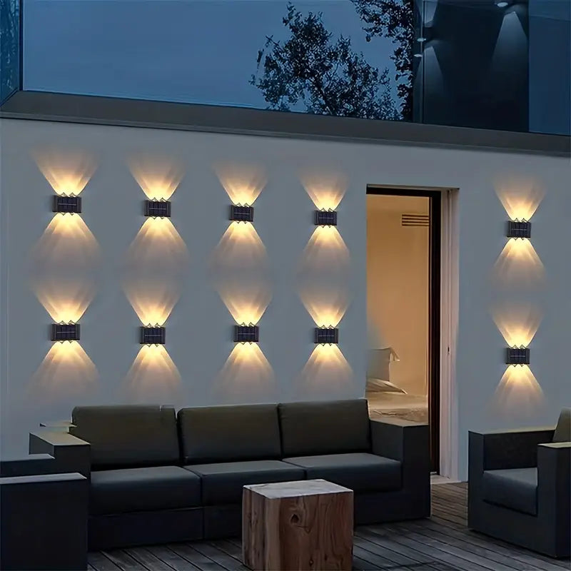 2pcs Outdoor 6LED Solar Wall Light LED Garden Street Landscape Decoration Wall Lamp