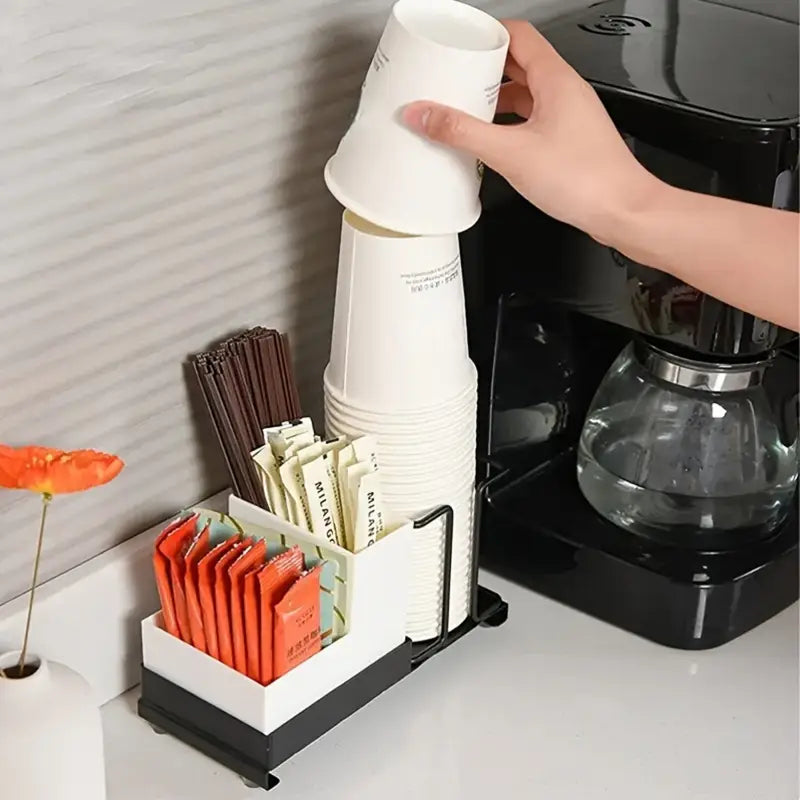 Desk Coffee Rack disposable cup holder iron art household paper cup holder multifunctional coffee tea bag paper cup storage rack