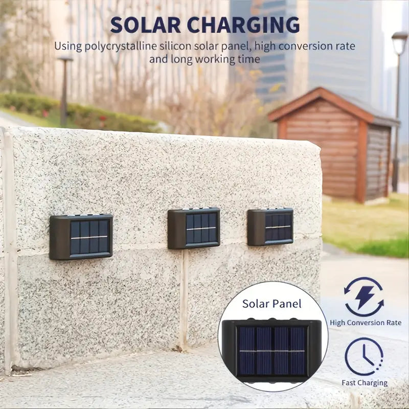2pcs Outdoor 6LED Solar Wall Light LED Garden Street Landscape Decoration Wall Lamp