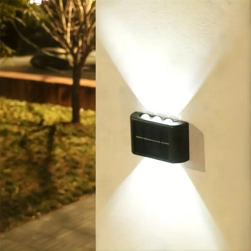 2pcs Outdoor 6LED Solar Wall Light LED Garden Street Landscape Decoration Wall Lamp