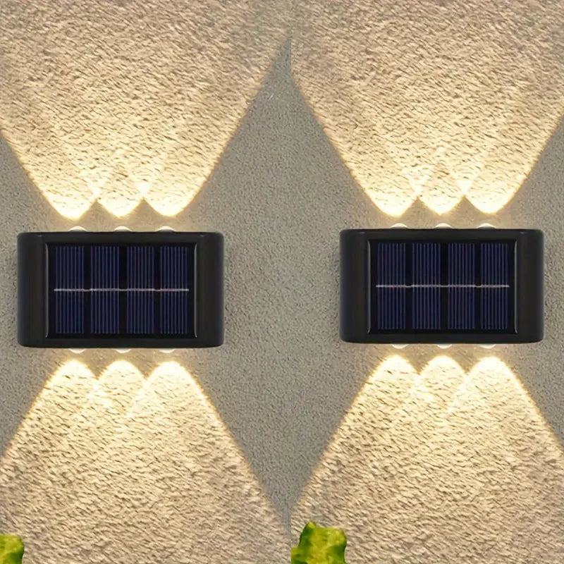 2pcs Outdoor 6LED Solar Wall Light LED Garden Street Landscape Decoration Wall Lamp