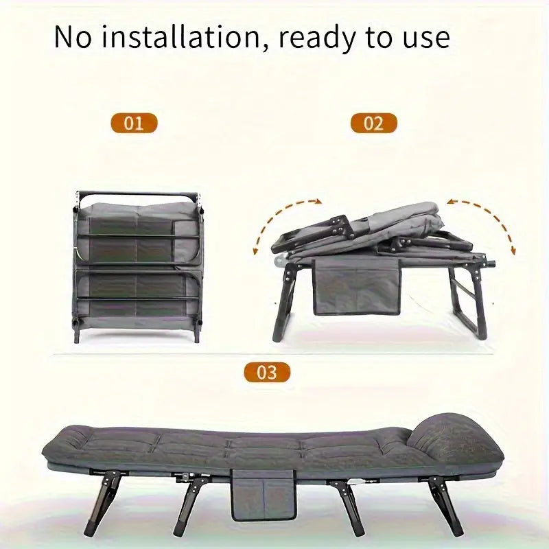 Folding Bed, Portable Office Stackable Chairs, camp bed (No blanket)
