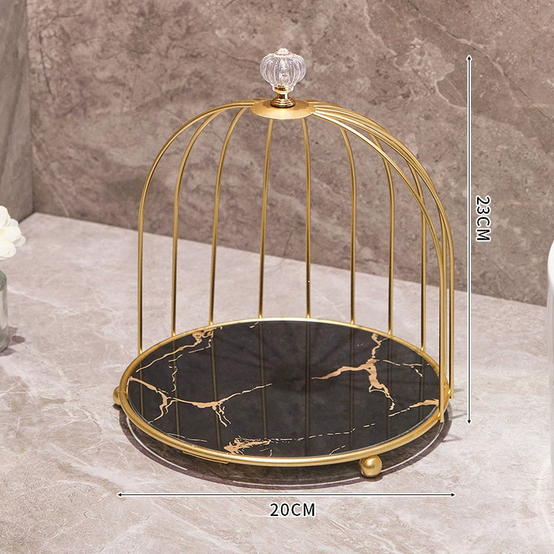 Bird Cage Cosmetic Storage Shelf - Multifunctional Vanity Jewelry, Perfume, Candy Display Rack Toiletry Organizer Design Metal