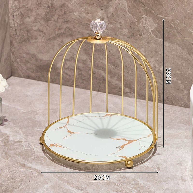 Bird Cage Cosmetic Storage Shelf - Multifunctional Vanity Jewelry, Perfume, Candy Display Rack Toiletry Organizer Design Metal