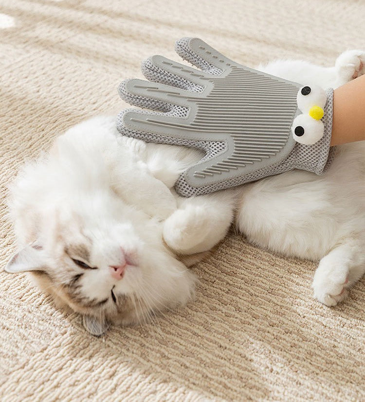 Big Eyes Cute Cat Gloves Pet Bathing Double-sided Dual-purpose Gloves Cat Massage Remove Floating Hair Cleaning Beauty Products