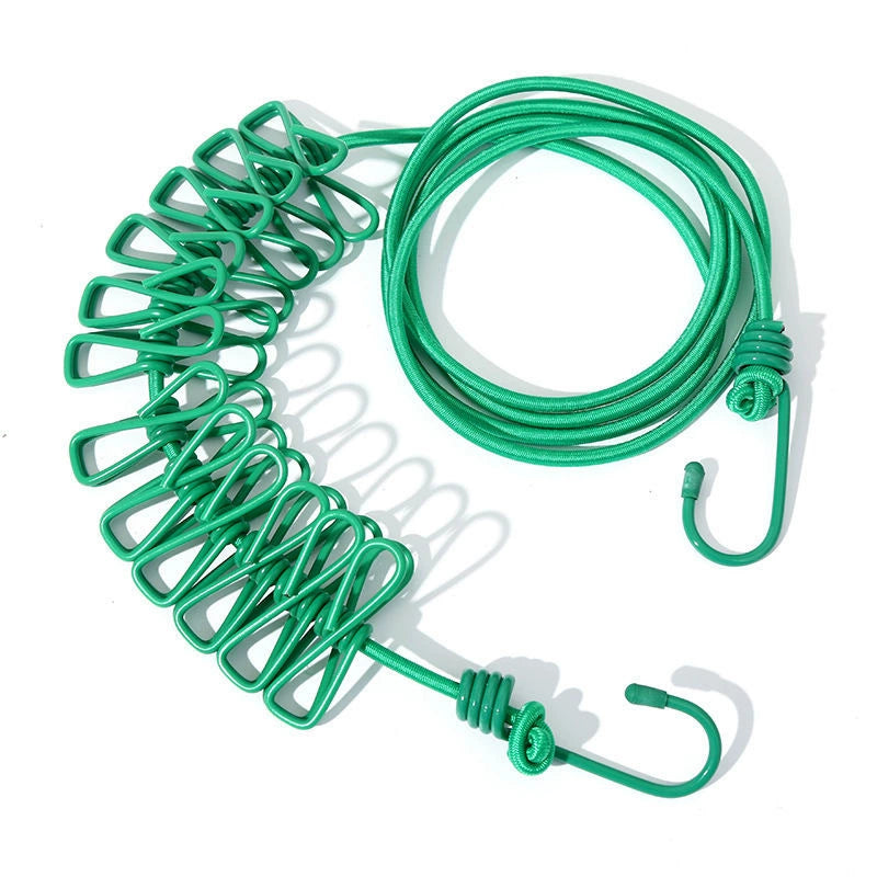 Drying Elastic Rope with clips, Travel Elastic Laundry Drying Clothesline