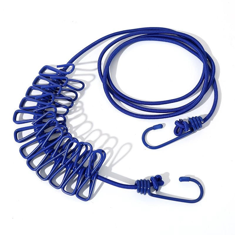 Drying Elastic Rope with clips, Travel Elastic Laundry Drying Clothesline