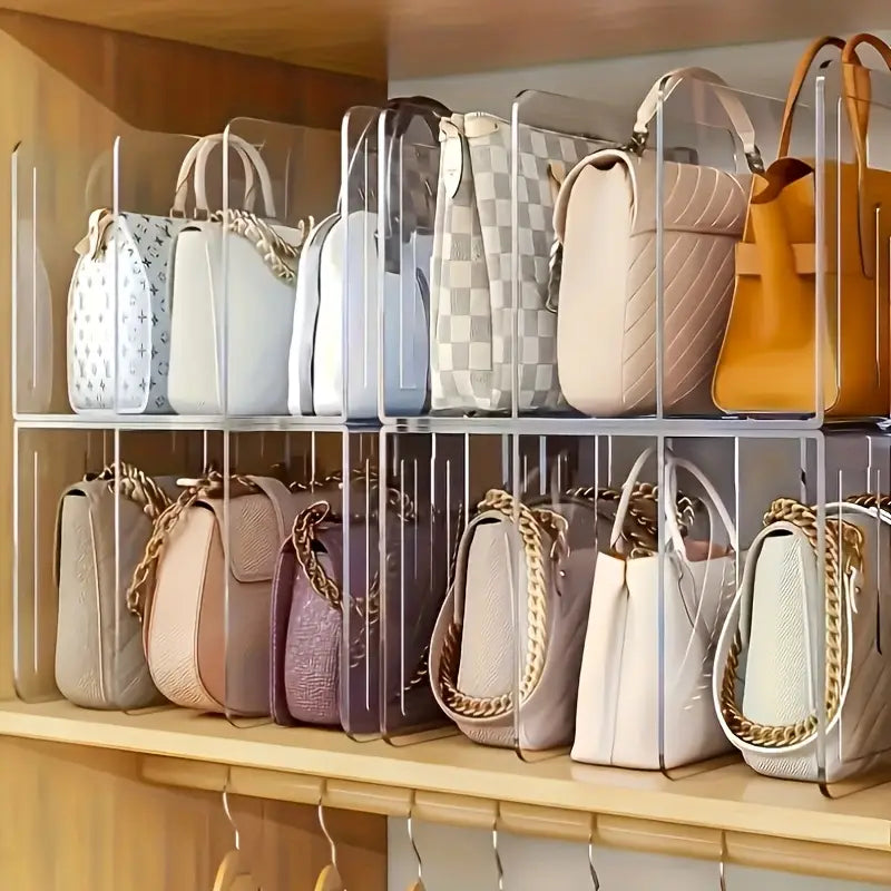 Clear Acrylic Handbag Organizer with 4 Dividers – Durable ABS Material, Transparent Design for Easy Wardrobe & Under Bed Storage, Perfect for Handbags & Accessories