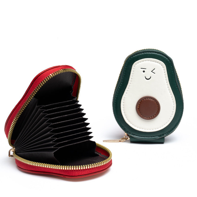 card holder, PU avocado mini cute coin purse