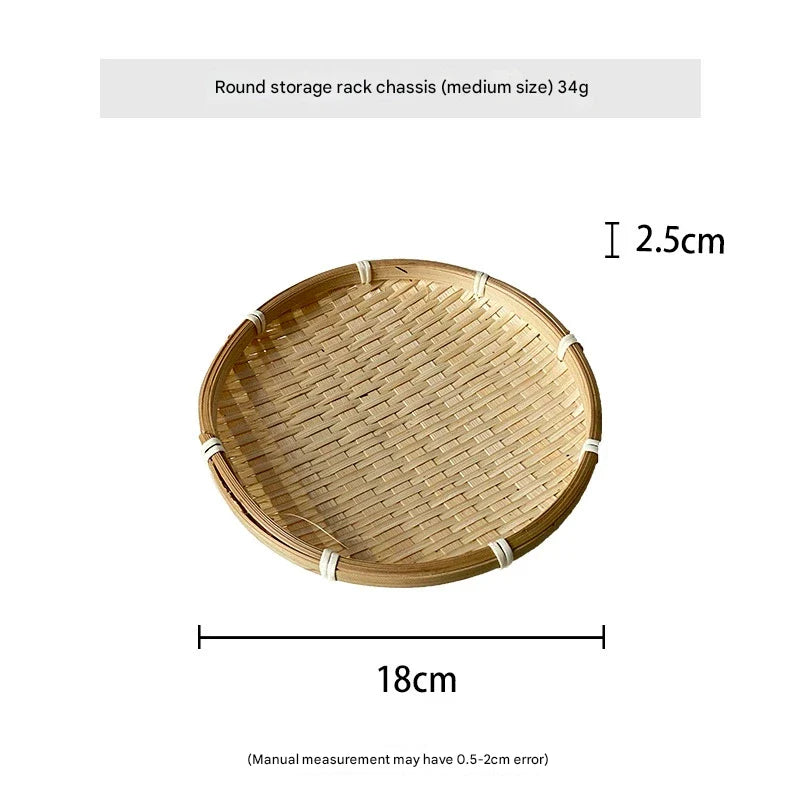 Bamboo woven small basket round square tea fruit cake dried fruit snack dessert multi-layer bamboo storage basket