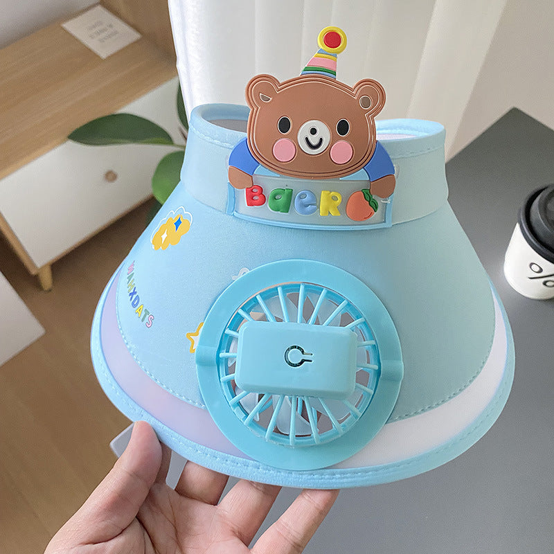 Children's sun hat girls with fan anti-ultraviolet hollow top sun hat boys sun hat