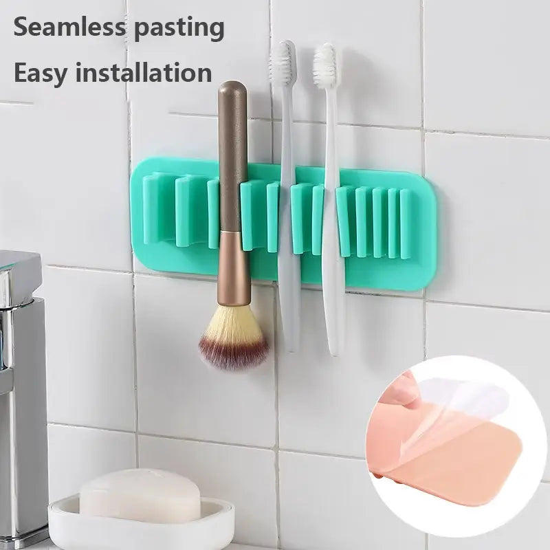 Silicone makeup brush drying rack, wall-mounted