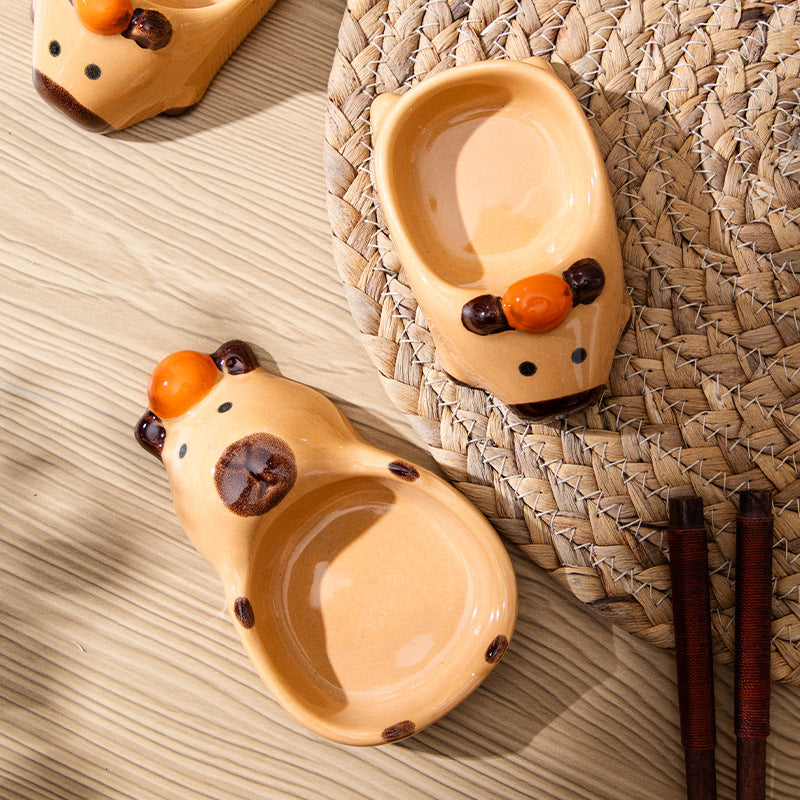 capybara dipping sauce dish ins three-dimensional ceramic hand-painted underglaze color small dish seasoning dish vinegar dish snack dish