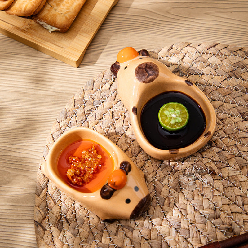 capybara dipping sauce dish ins three-dimensional ceramic hand-painted underglaze color small dish seasoning dish vinegar dish snack dish