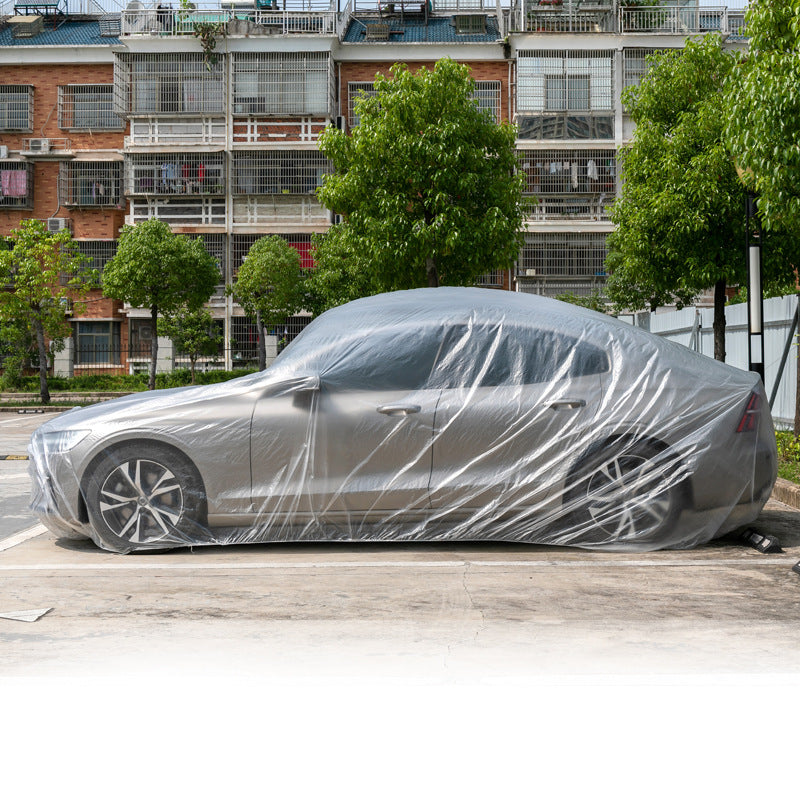 Disposable car cover universal PE film rainproof and dustproof car cover protective plastic transparent thickened car cover