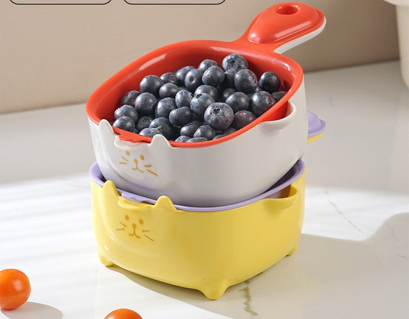 Drain basket, washing fruit double-layer food grade fruit basket