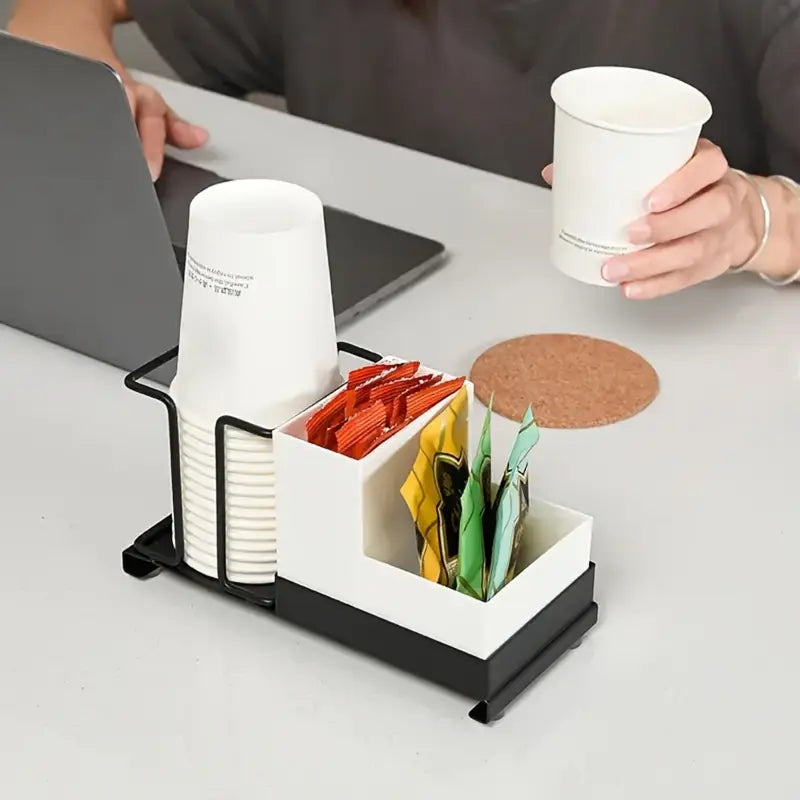 Desk Coffee Rack disposable cup holder iron art household paper cup holder multifunctional coffee tea bag paper cup storage rack