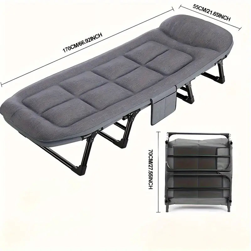 Folding Bed, Portable Office Stackable Chairs, camp bed (No blanket)