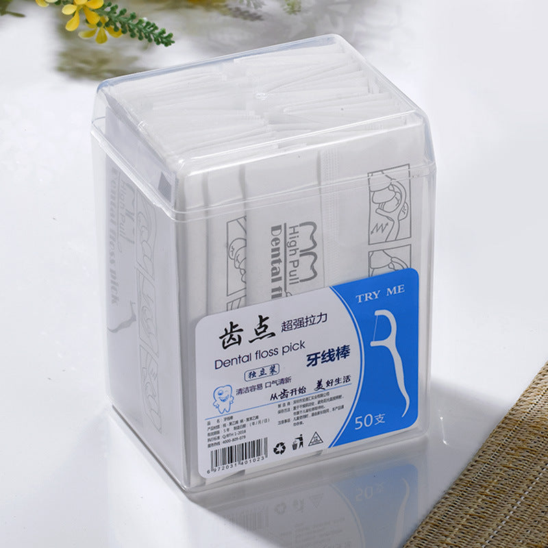 Dental floss disposable individual packaging 50 pieces box dental floss stick