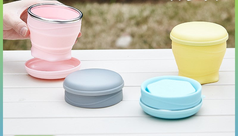 folding cup convenient hand rope folding water cup mini cute hug cup carry-on pocket cup