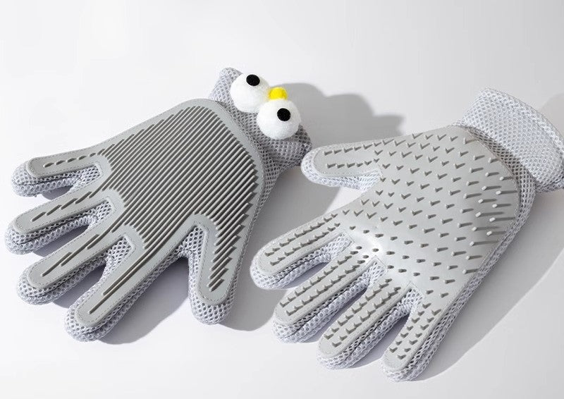 Big Eyes Cute Cat Gloves Pet Bathing Double-sided Dual-purpose Gloves Cat Massage Remove Floating Hair Cleaning Beauty Products