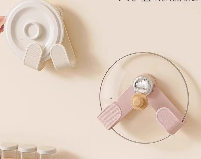 Pot lid rack kitchen multi-function cutting board storage rack adjustable home wall-mounted punch-free storage rack, suction cup, Cream