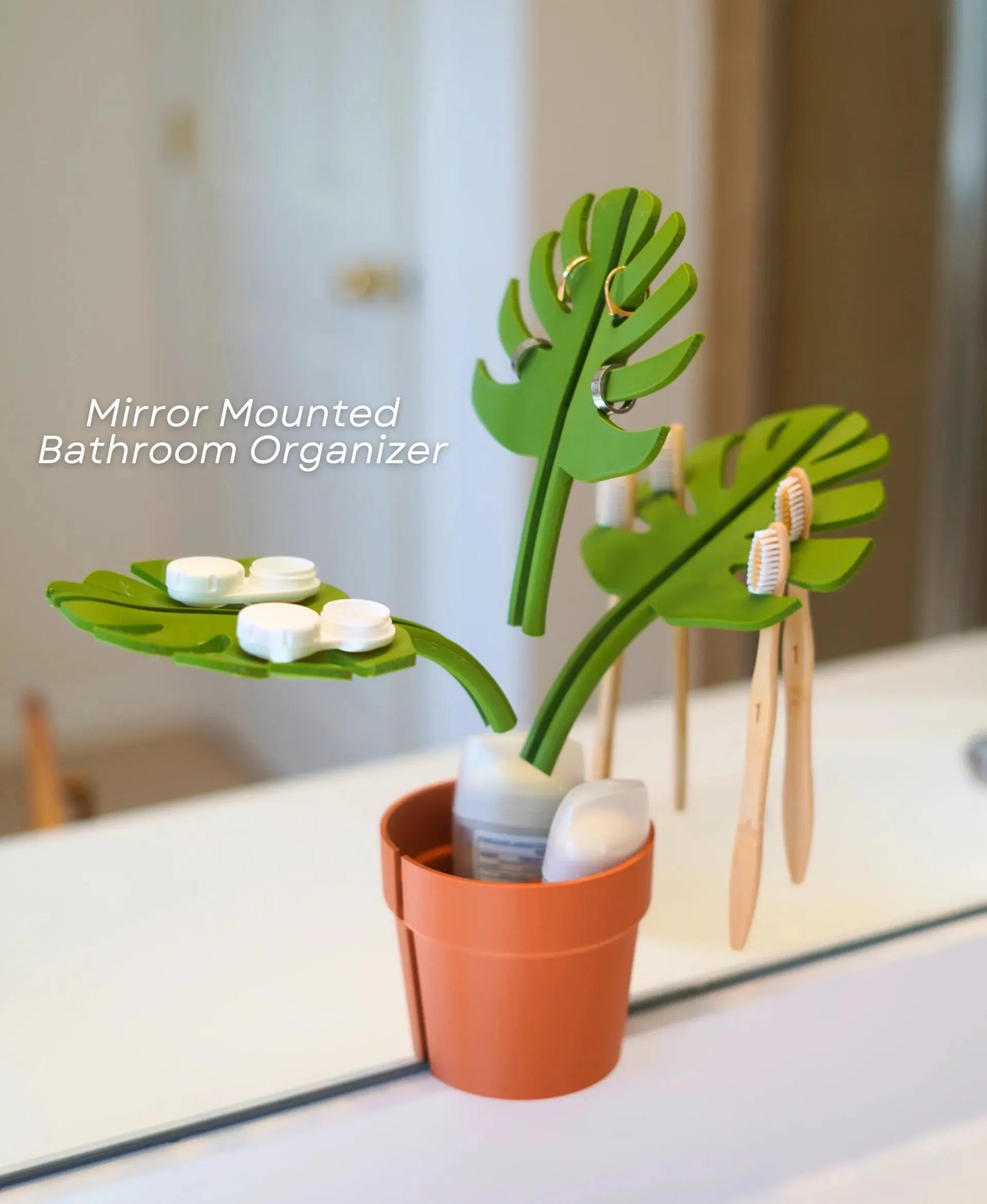 Toilet Organiser, toothbrush storage cute flower pot leaf holder