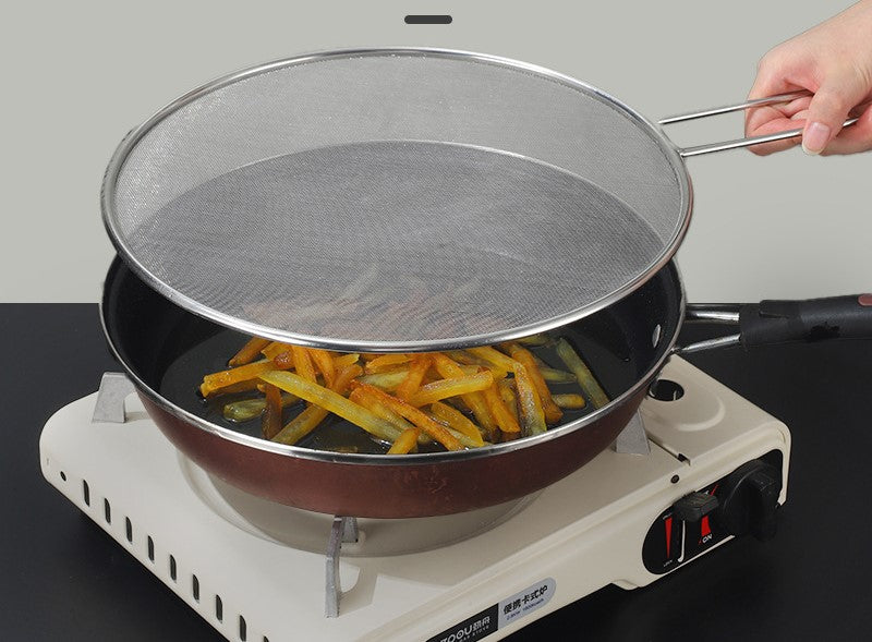 oil cover splash-proof multi-function handle foldable frying basket kitchen tools stainless steel round frying basket