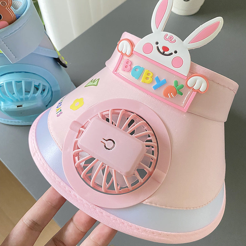 Children's sun hat girls with fan anti-ultraviolet hollow top sun hat boys sun hat
