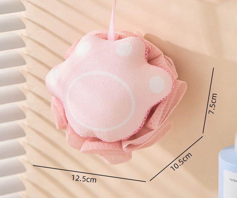 Bath Ball Cat claw bath flower bath towel does not fall apart soft cartoon bath ball bath foaming lanyard bath ball back rubbing artifact