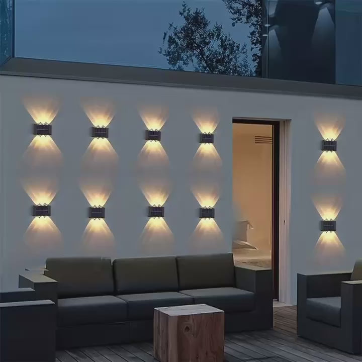 2pcs Outdoor 6LED Solar Wall Light LED Garden Street Landscape Decoration Wall Lamp