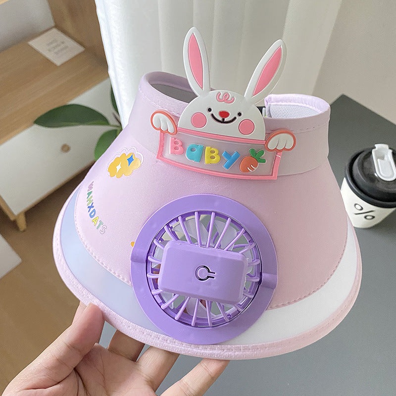 Children's sun hat girls with fan anti-ultraviolet hollow top sun hat boys sun hat