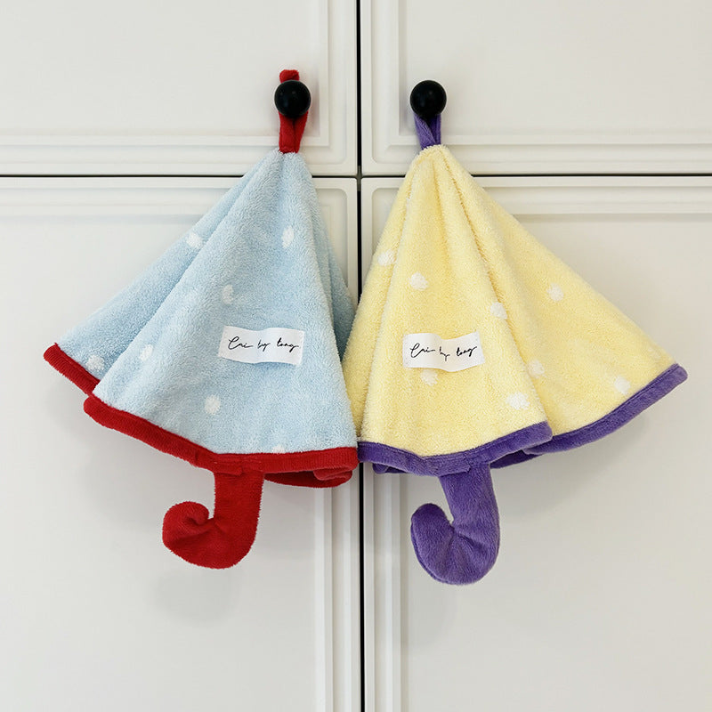 Umbrella hand towel, absorbent bathroom kitchen handkerchief polka dot