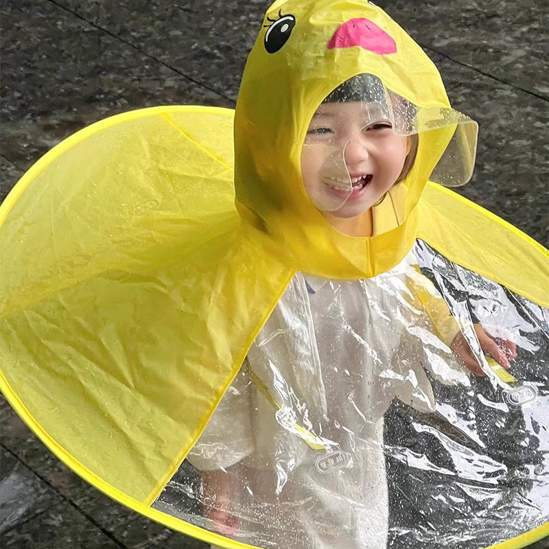 Children's UFO raincoat little yellow duck cape umbrella hat boys and girls kindergarten children baby raincoat