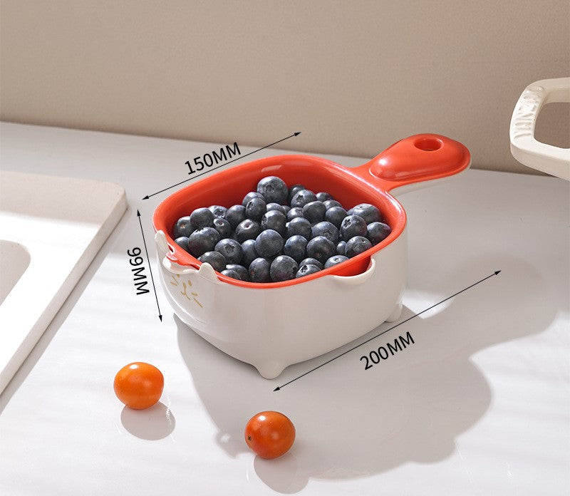 Drain basket, washing fruit double-layer food grade fruit basket