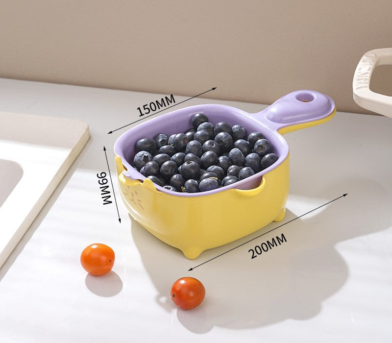 Drain basket, washing fruit double-layer food grade fruit basket