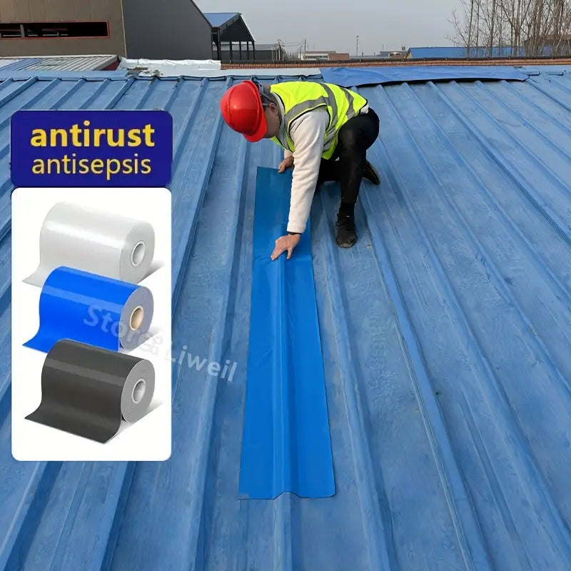 2 rolls of roof waterproof tape, used for repairing cracks, preventing water leakage and wind, suitable for metal steel plate roofs and wave tile roofs, easy to use, with built-in waterproof adhesive