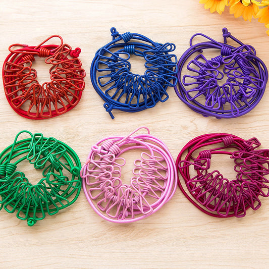 Drying Elastic Rope with clips, Travel Elastic Laundry Drying Clothesline